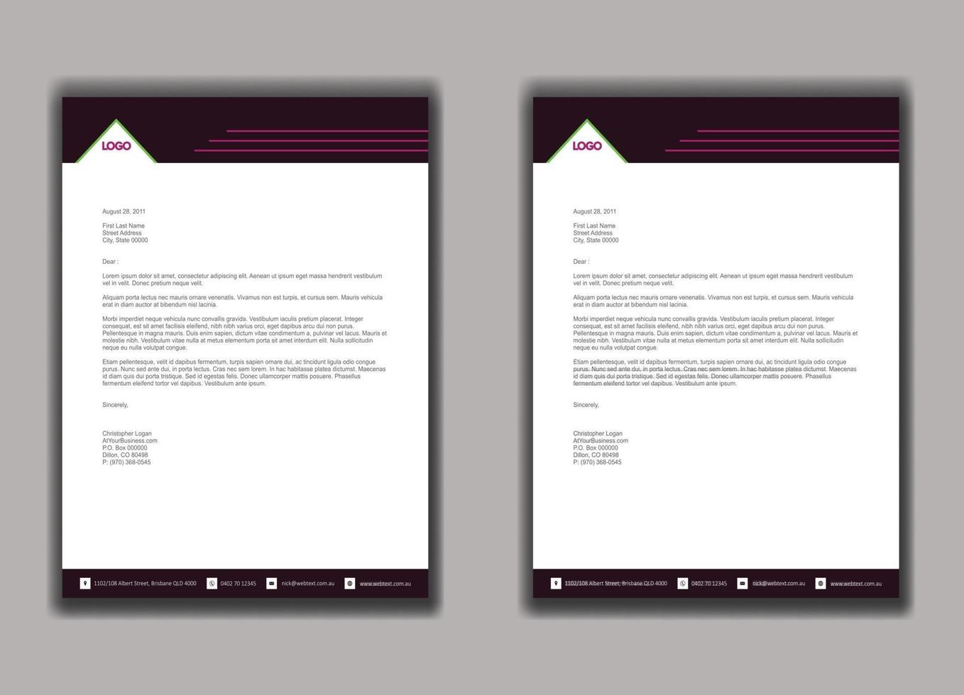 Business style red letterhead template vector