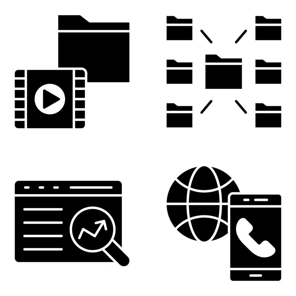 Pack of Data Technology Solid Icons vector