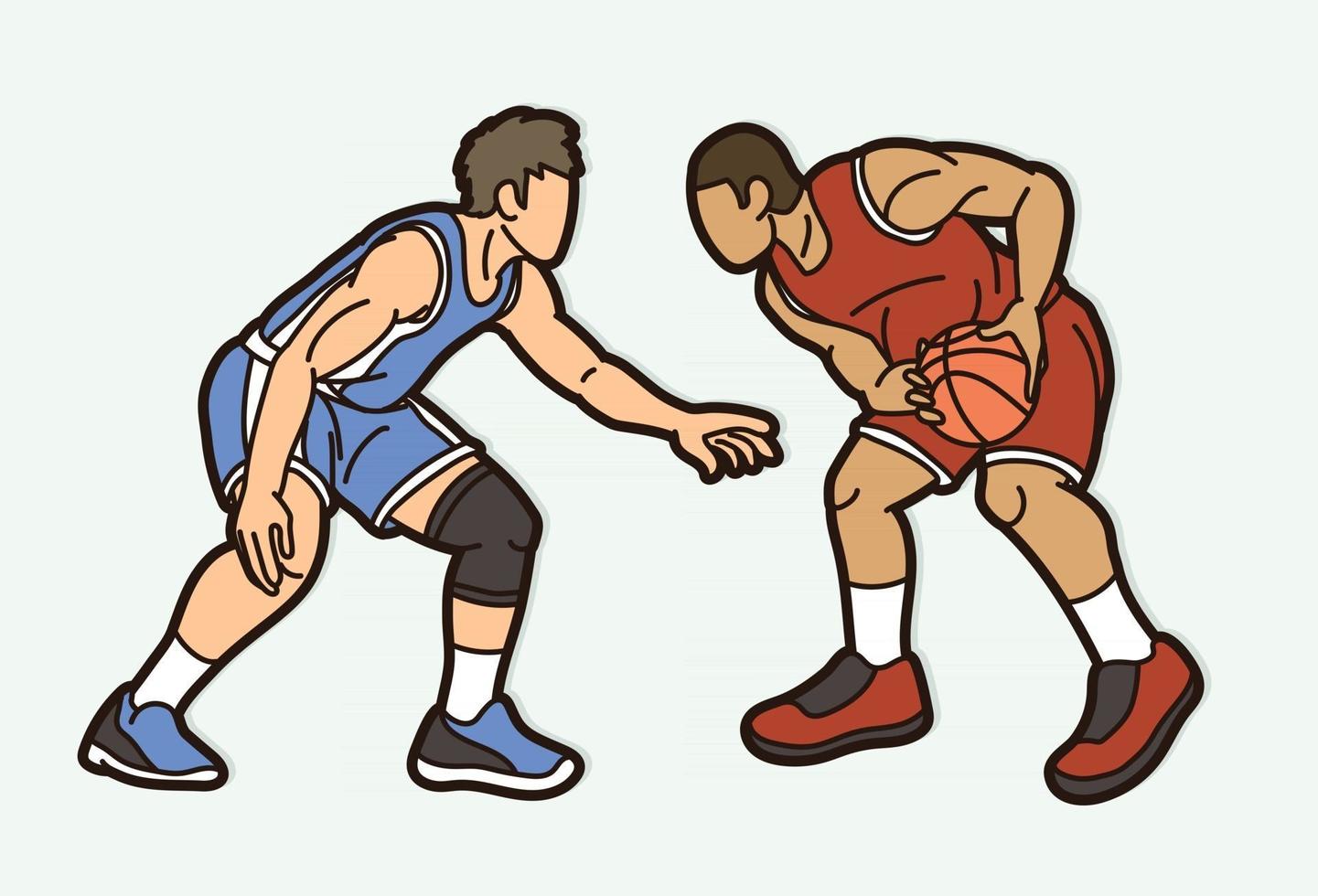 baloncesto, equipo, hombres, jugadores, caricatura, gráfico vector