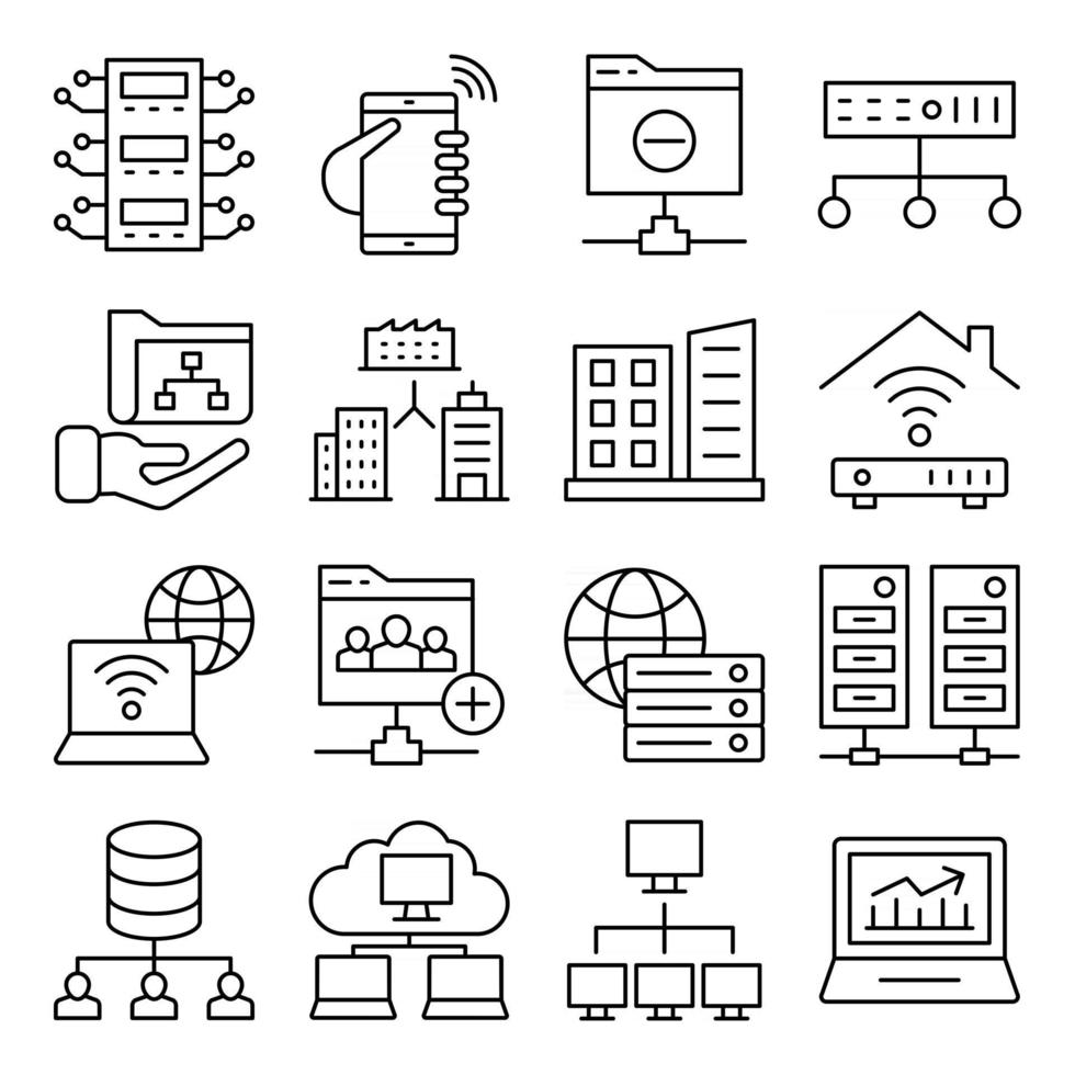 paquete de iconos lineales de datos vector