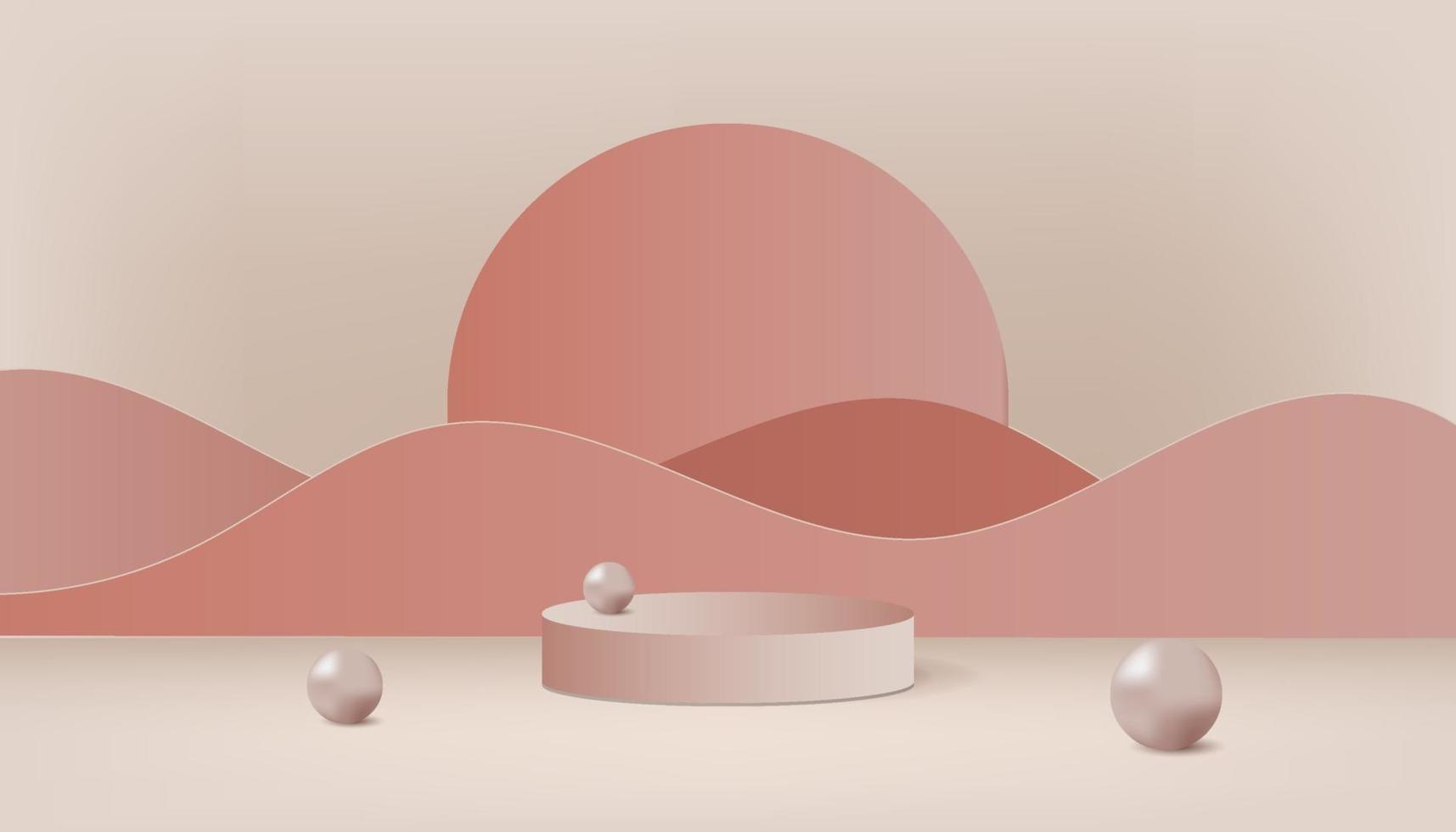 Abstract minimal scene with geometric forms and cylinder podium display vector