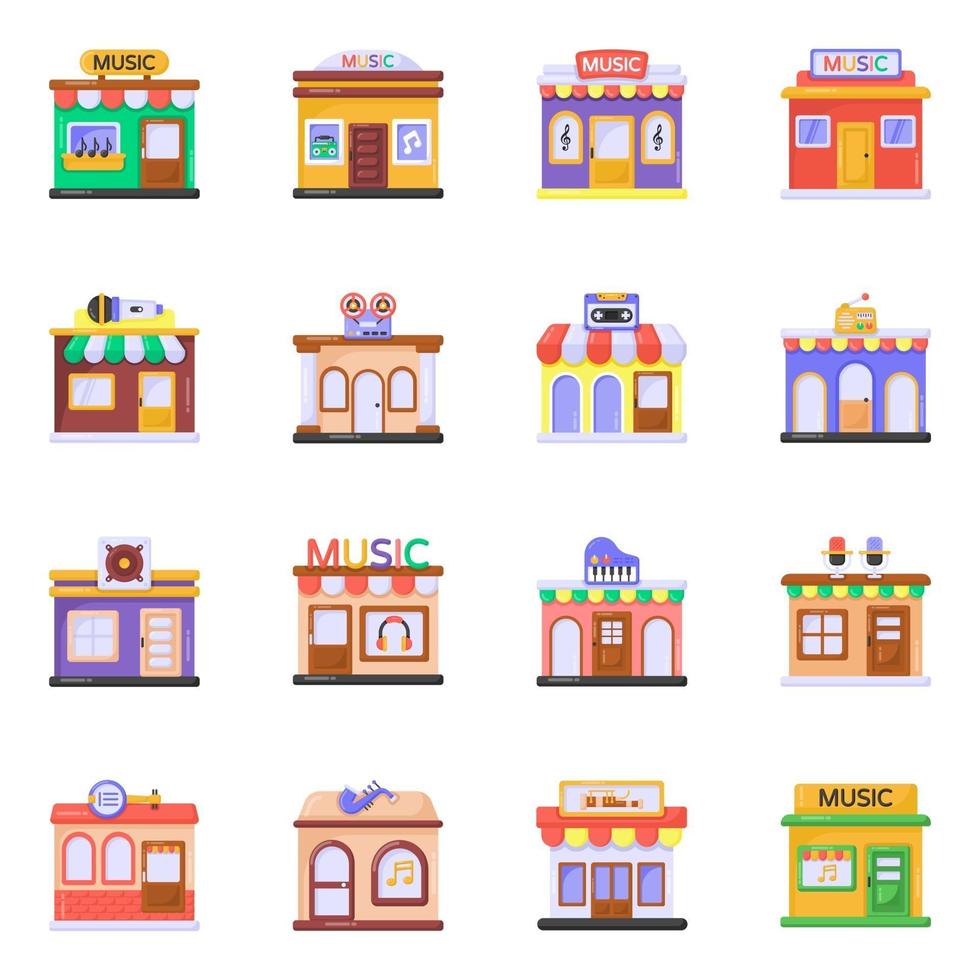 Pack of Music Stores vector