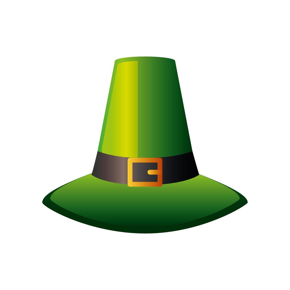 Feliz día de San Patricio sombrero de duende con correa fondo blanco. vector