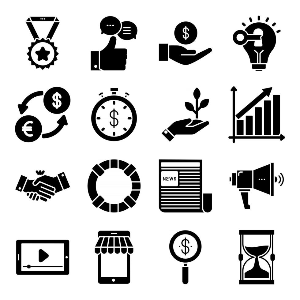 paquete de iconos de glifo de finanzas vector