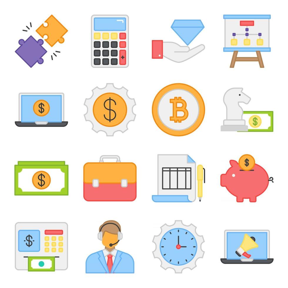 Pack of Financial Flat Icons vector