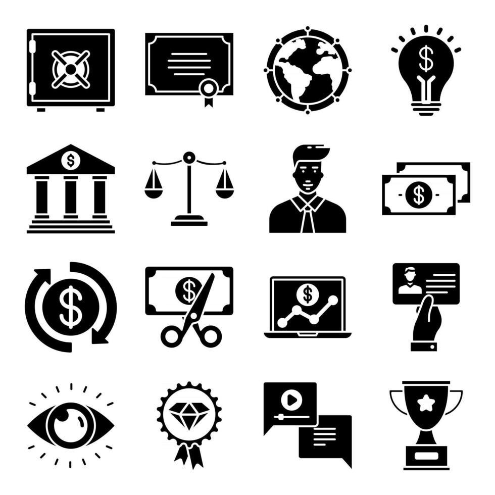 Pack of Achievement Glyph  Icons vector