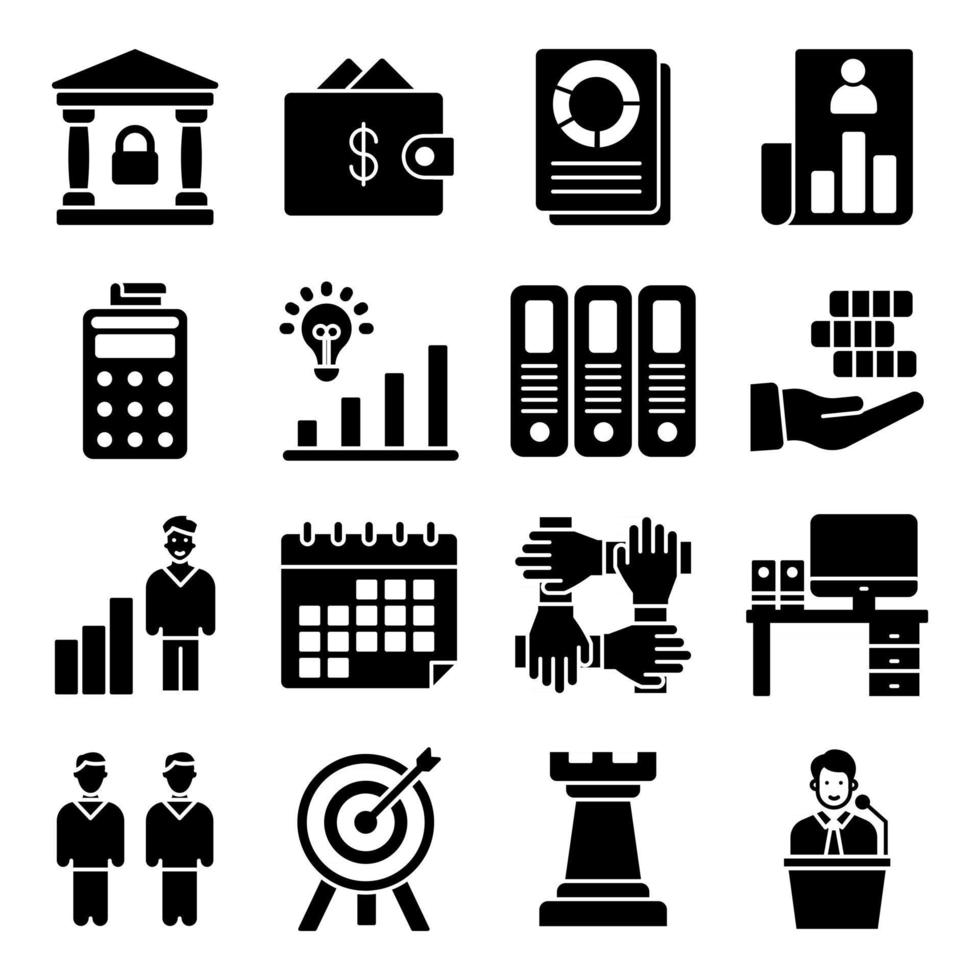 Pack of Business Glyph Icon vector