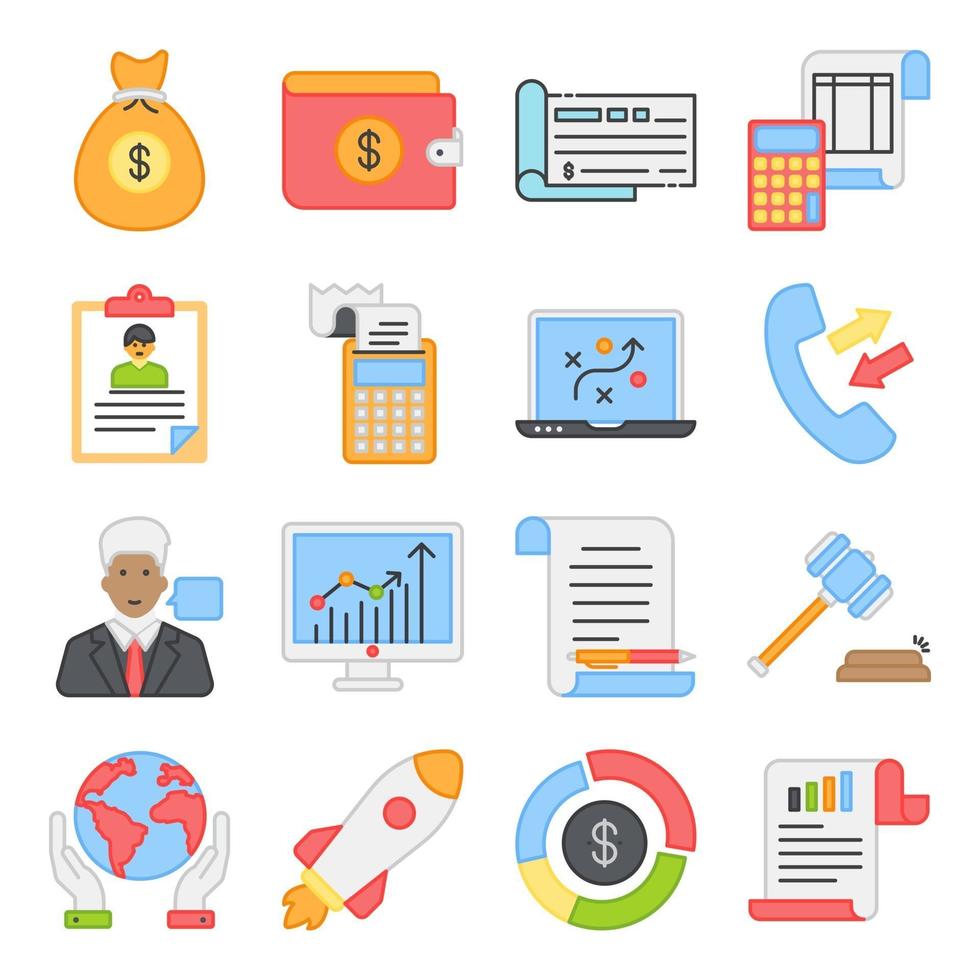 Pack of Business Growth Flat Icons vector