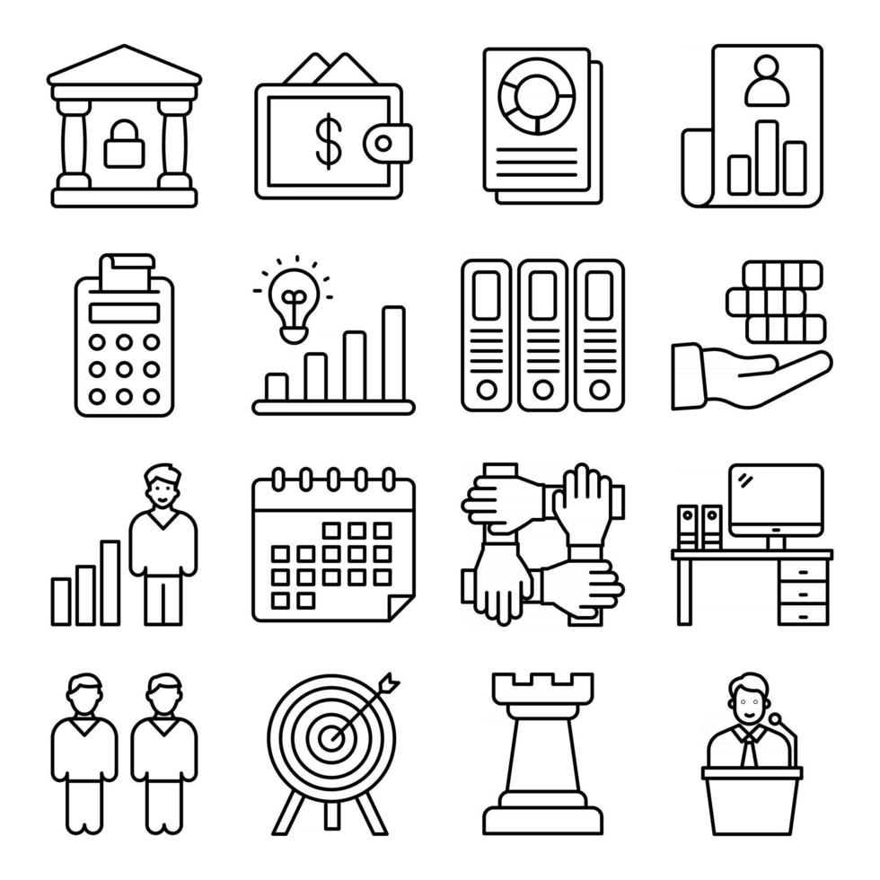 paquete de icono lineal de negocios vector