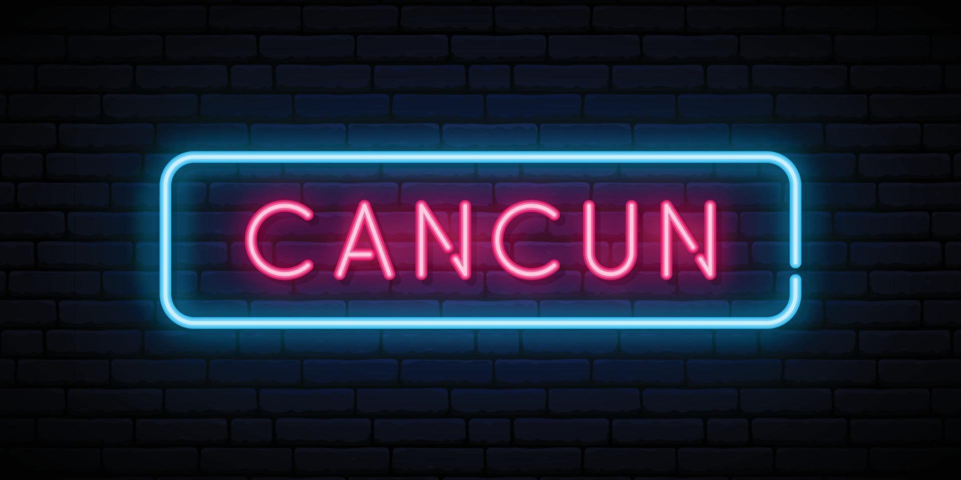 Cancun neon sign vector