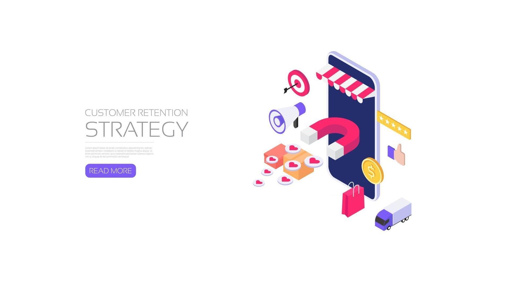 Isometric Customer retention vector