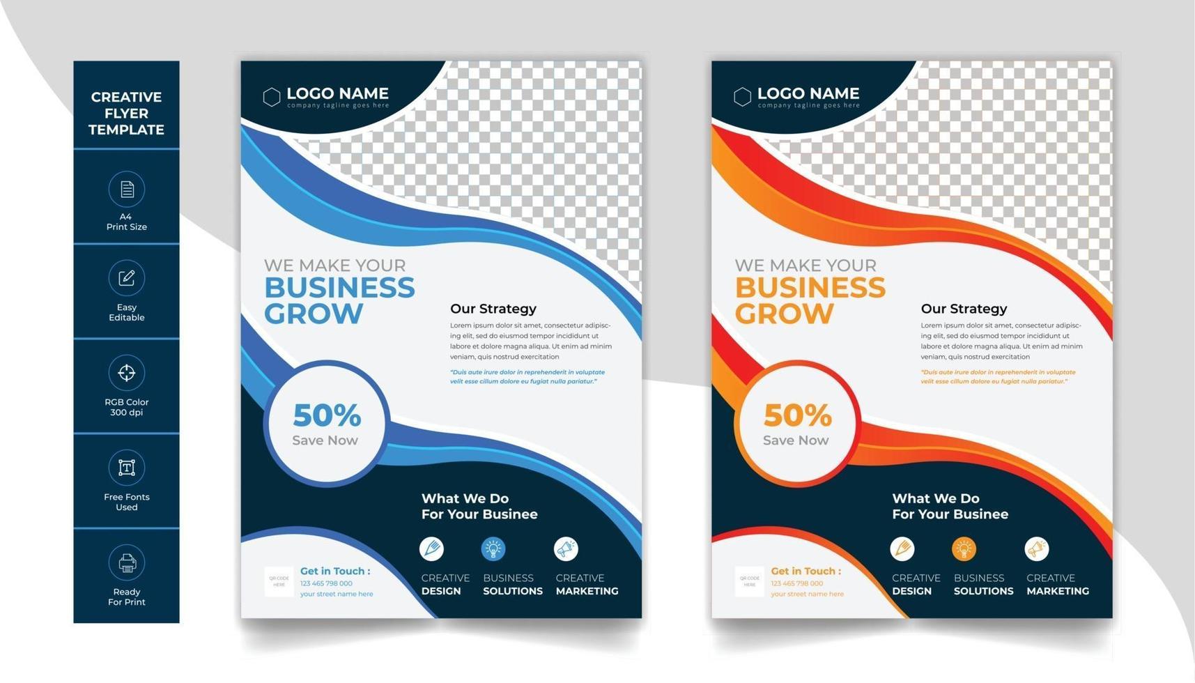 Corporate business flyer design layout with attractive color scheme vector