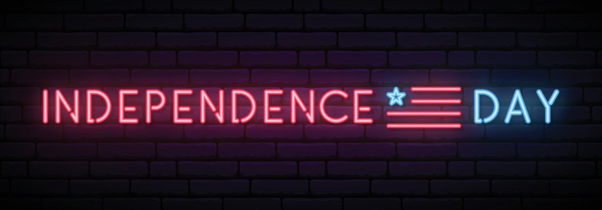 Long neon banner for Independence Day USA celebration vector