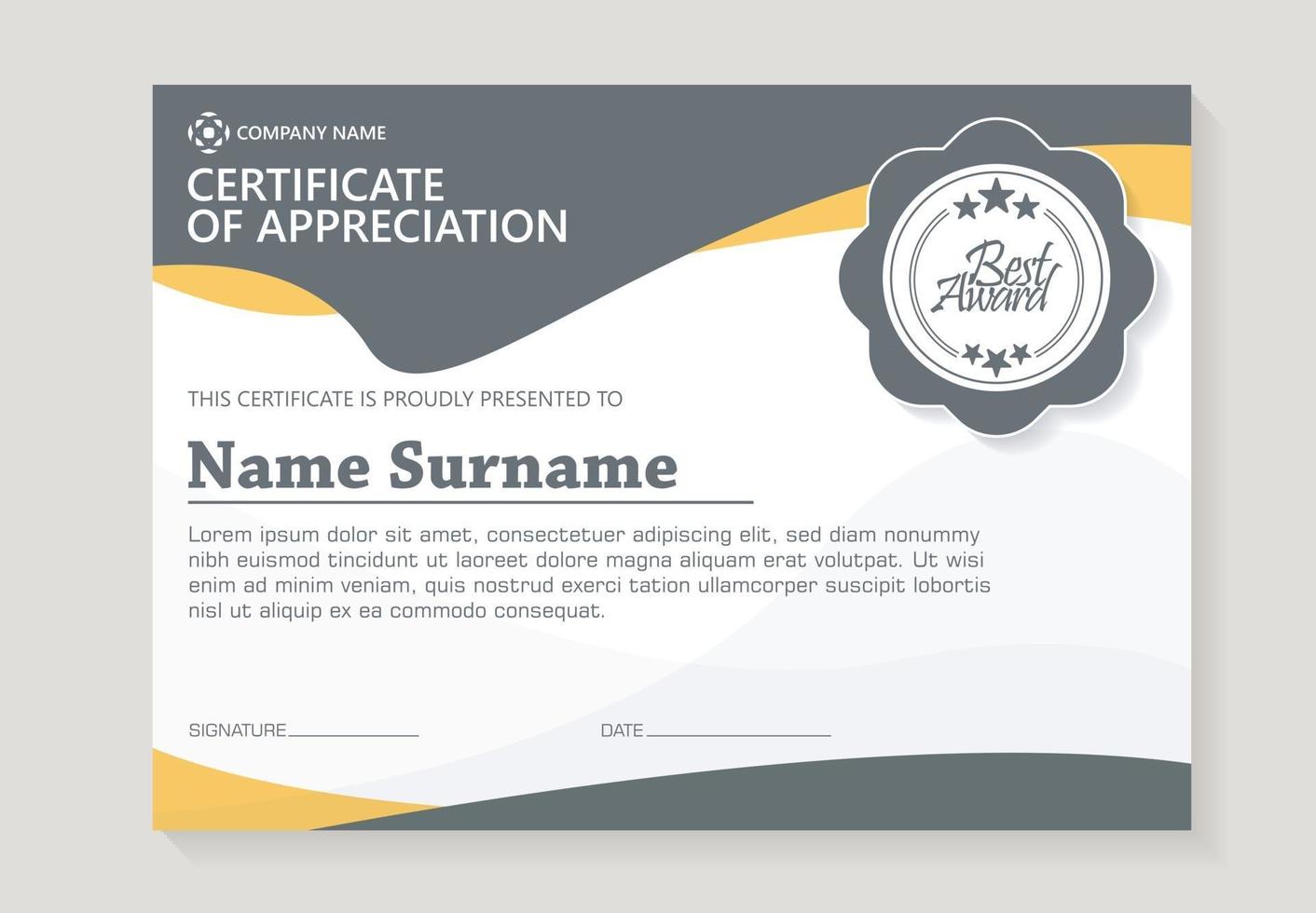 abstract certificate award template vector