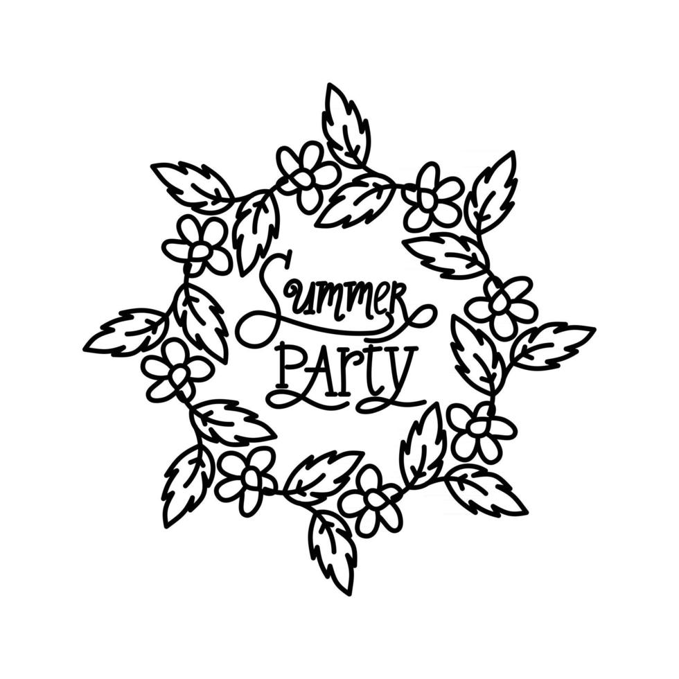 Summer Party Script text Design Template Vector