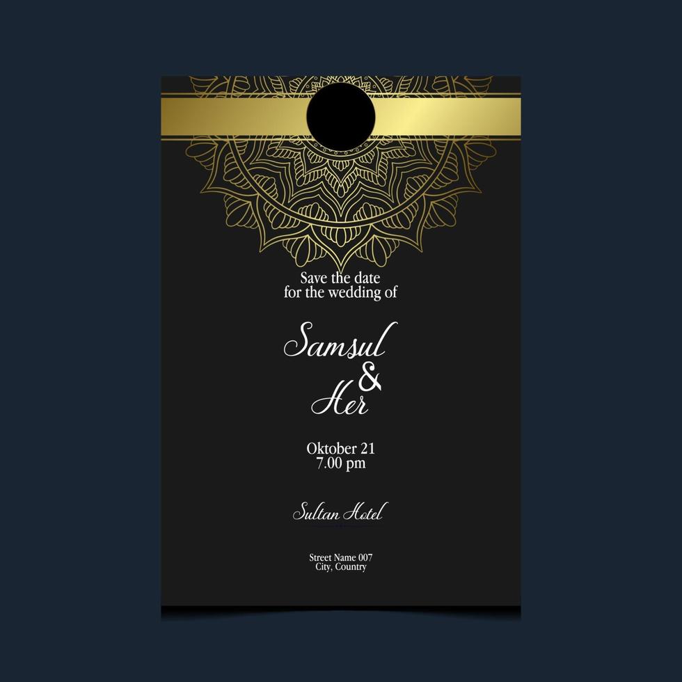 Luxury mandala pattern background with golden arabesque pro Vector