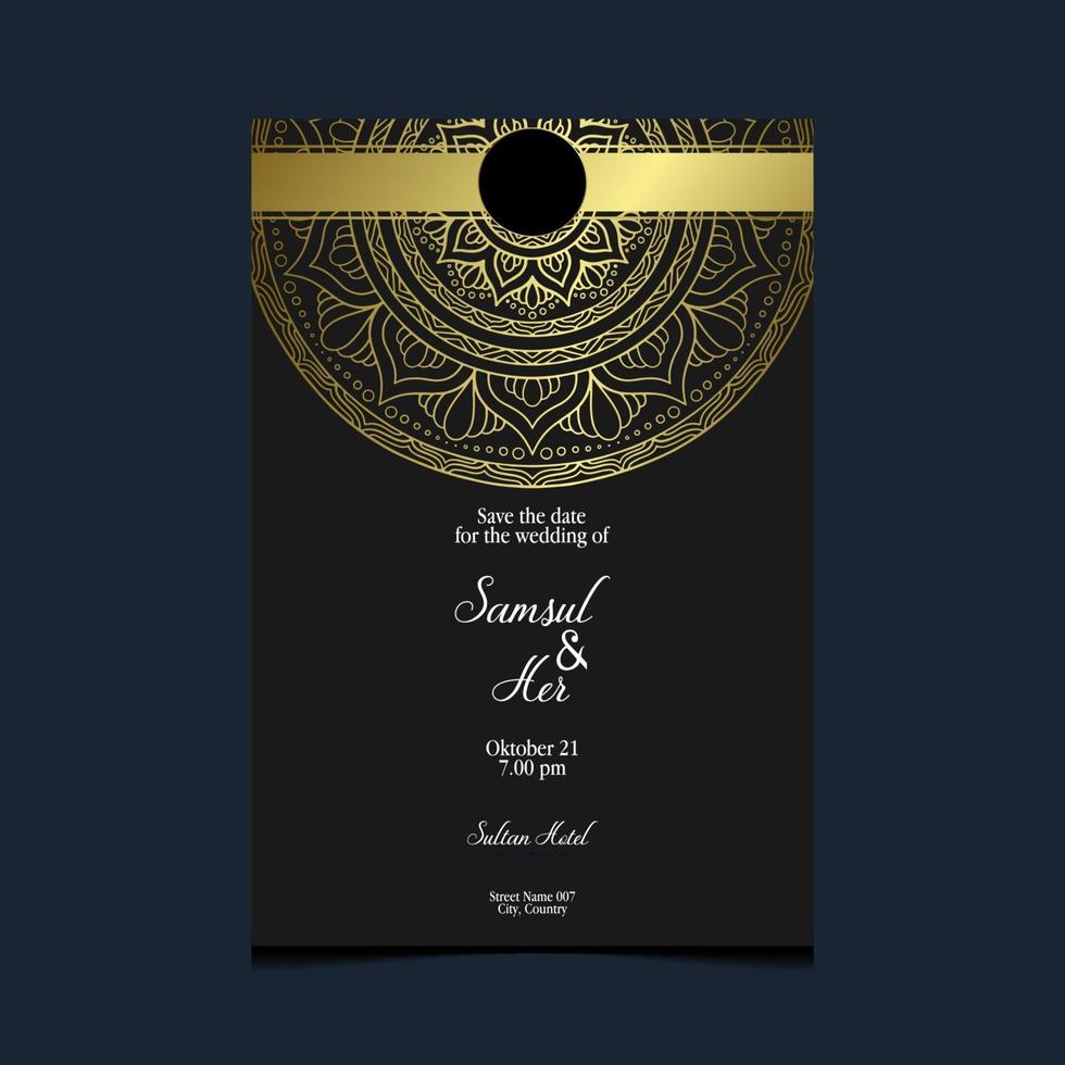 Fondo de patrón de mandala de lujo con vector pro arabesco dorado