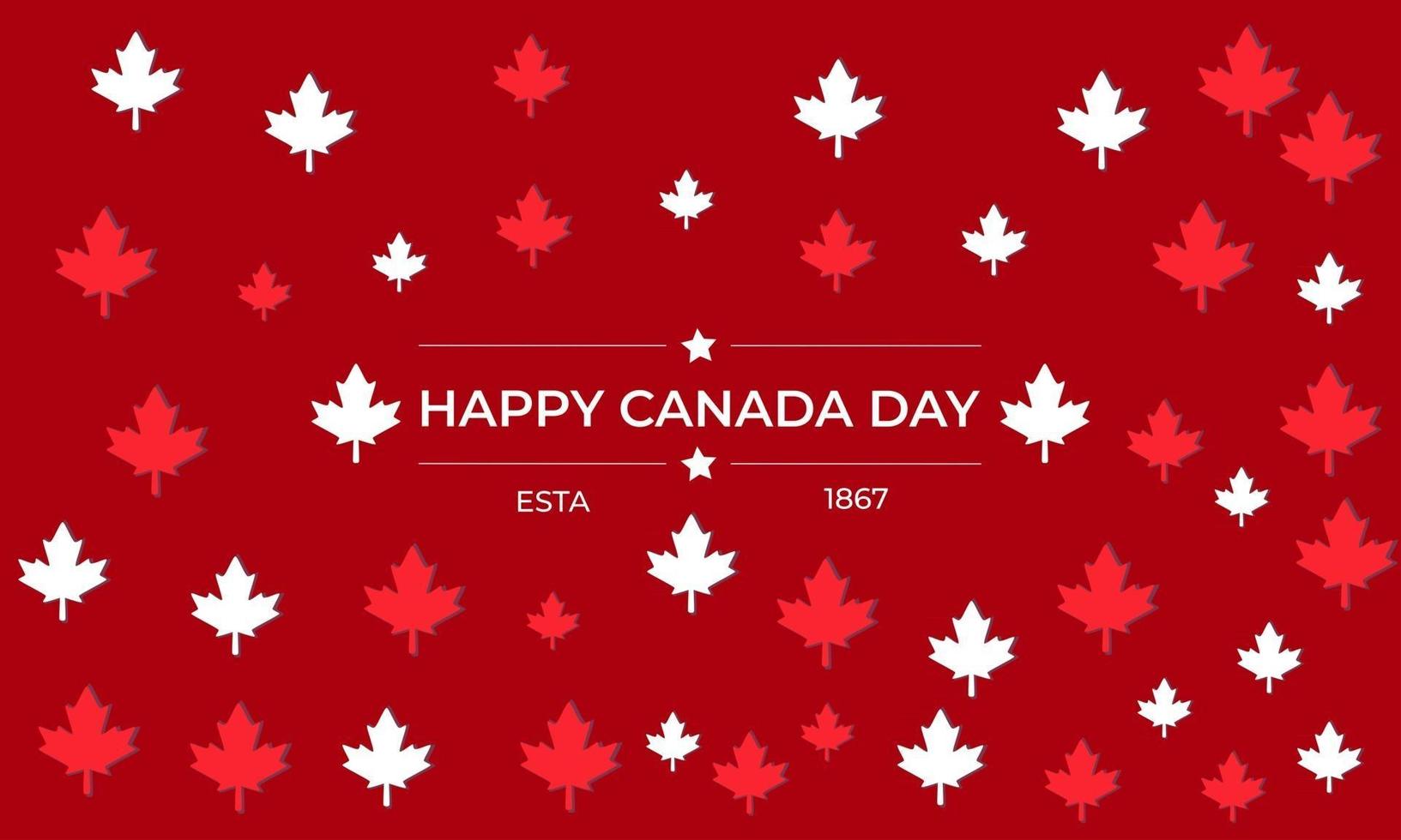 plantilla de banner del día de canadá con hojas de arce y bandera de canadá vector