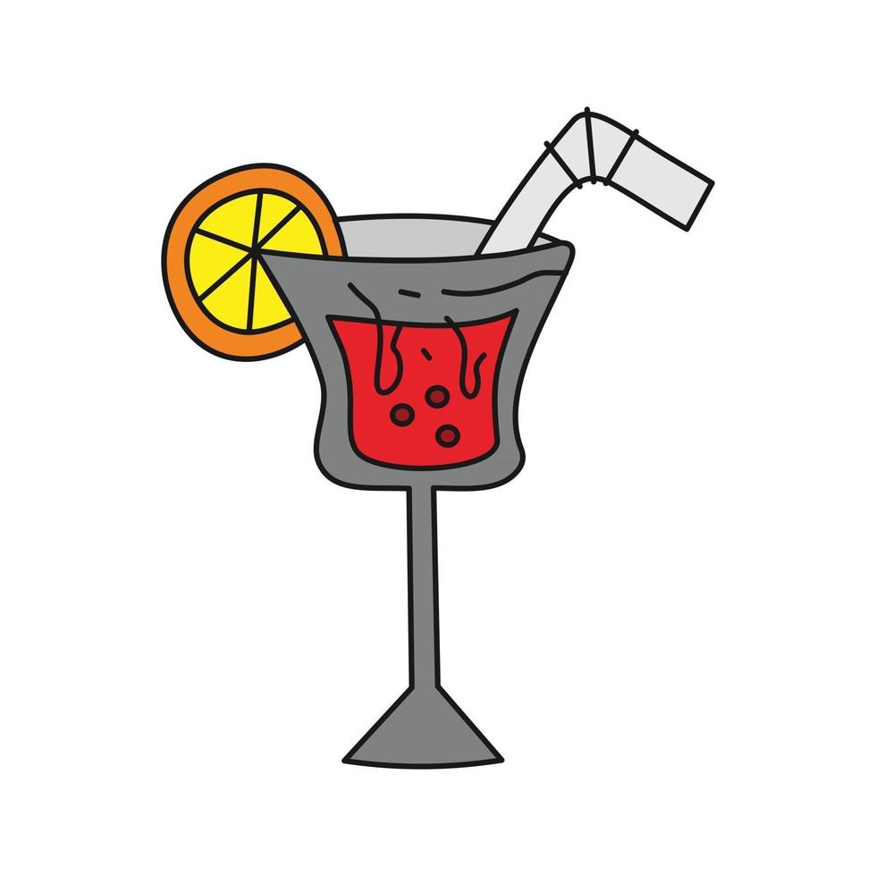 Ilustración de vector de plantilla de cóctel de bebida de vidrio
