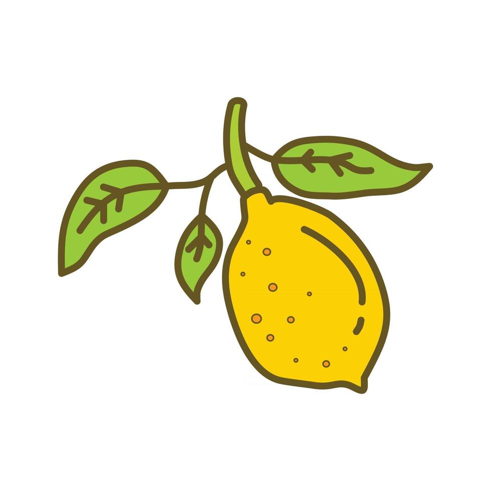 Lemon Fruit Design Template Vector Flat
