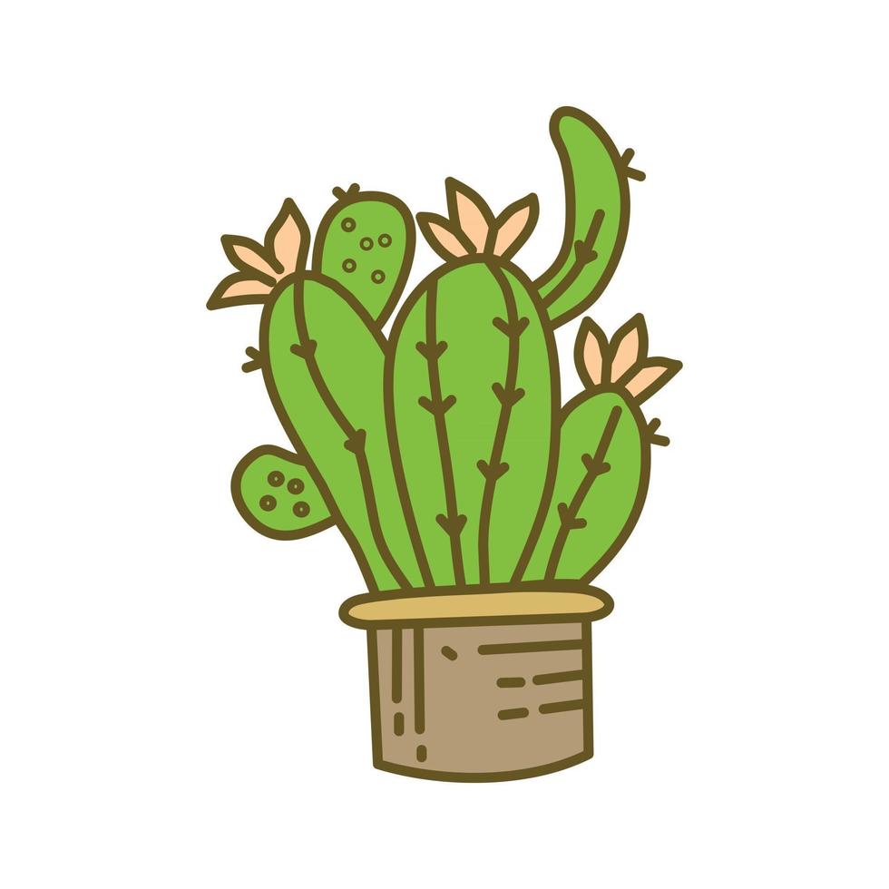 Cactus Pot Design Illustration Template Vector