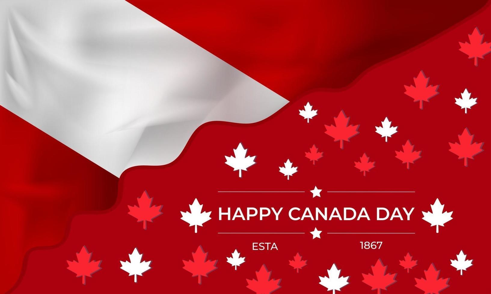 canada day banner template with maple leafs and canada flag vector