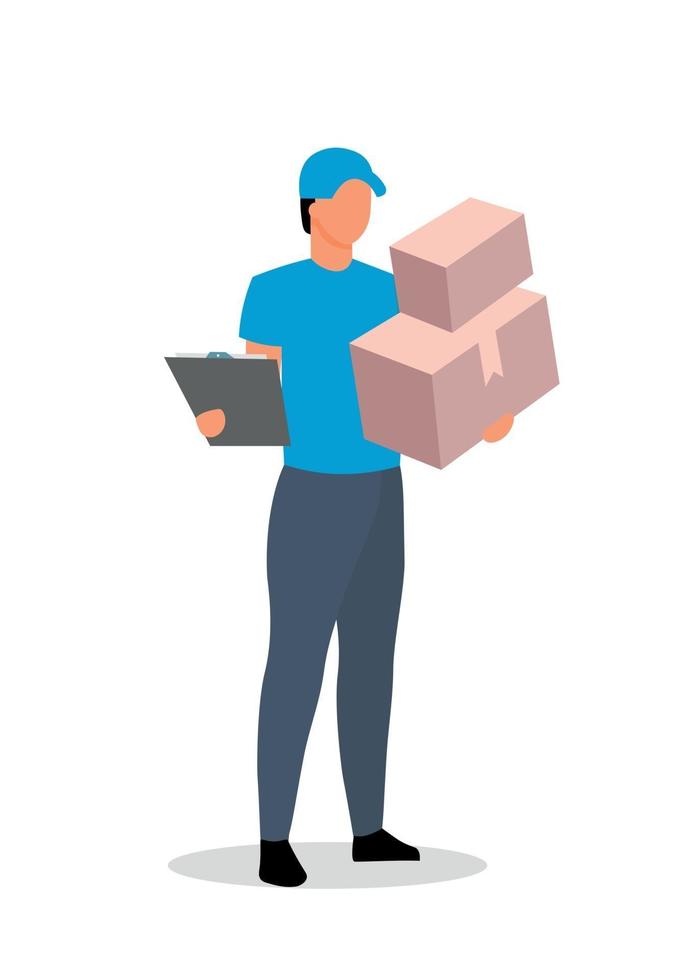 Courier job flat color vector faceless character