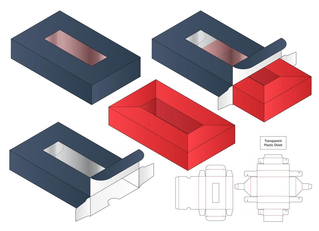 Box packaging die cut template design 3d mockup vector
