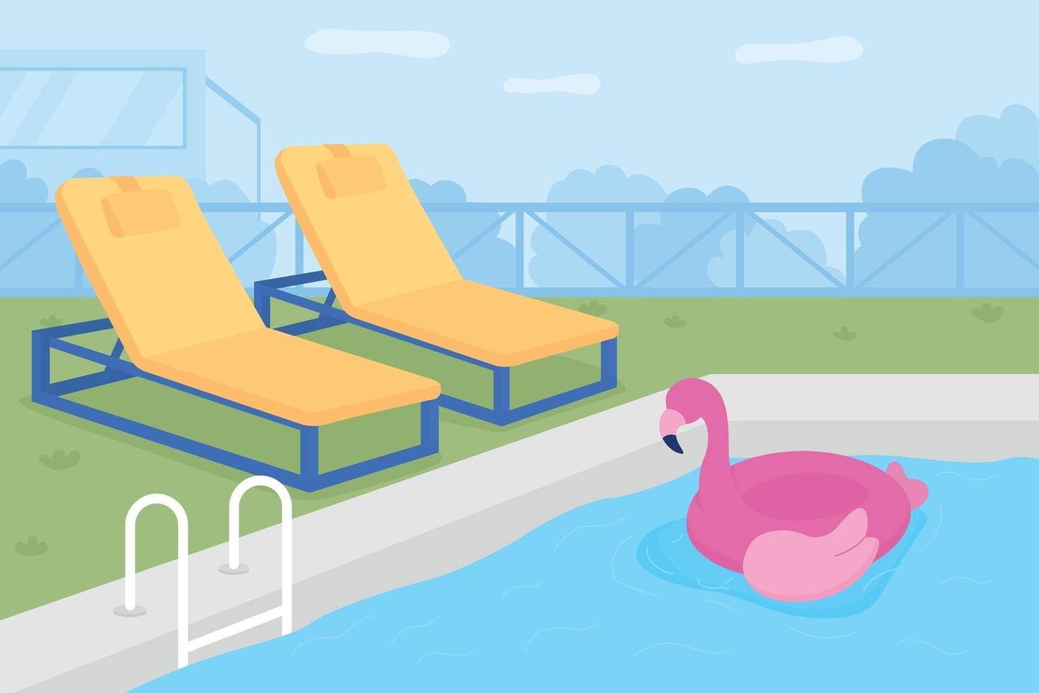 Public swimming bath flat color vector illustration