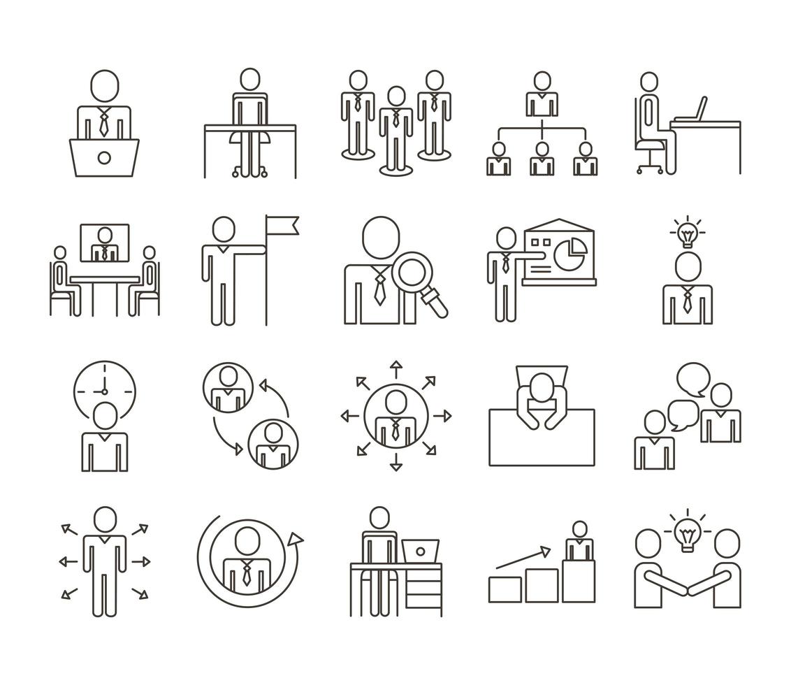 paquete de iconos de conjunto de avatares de gente de negocios vector