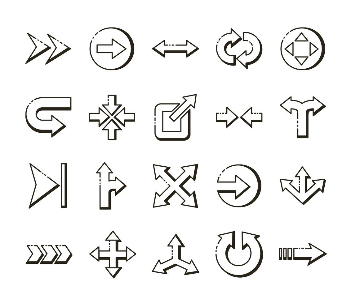 bundle of arrows set icons vector