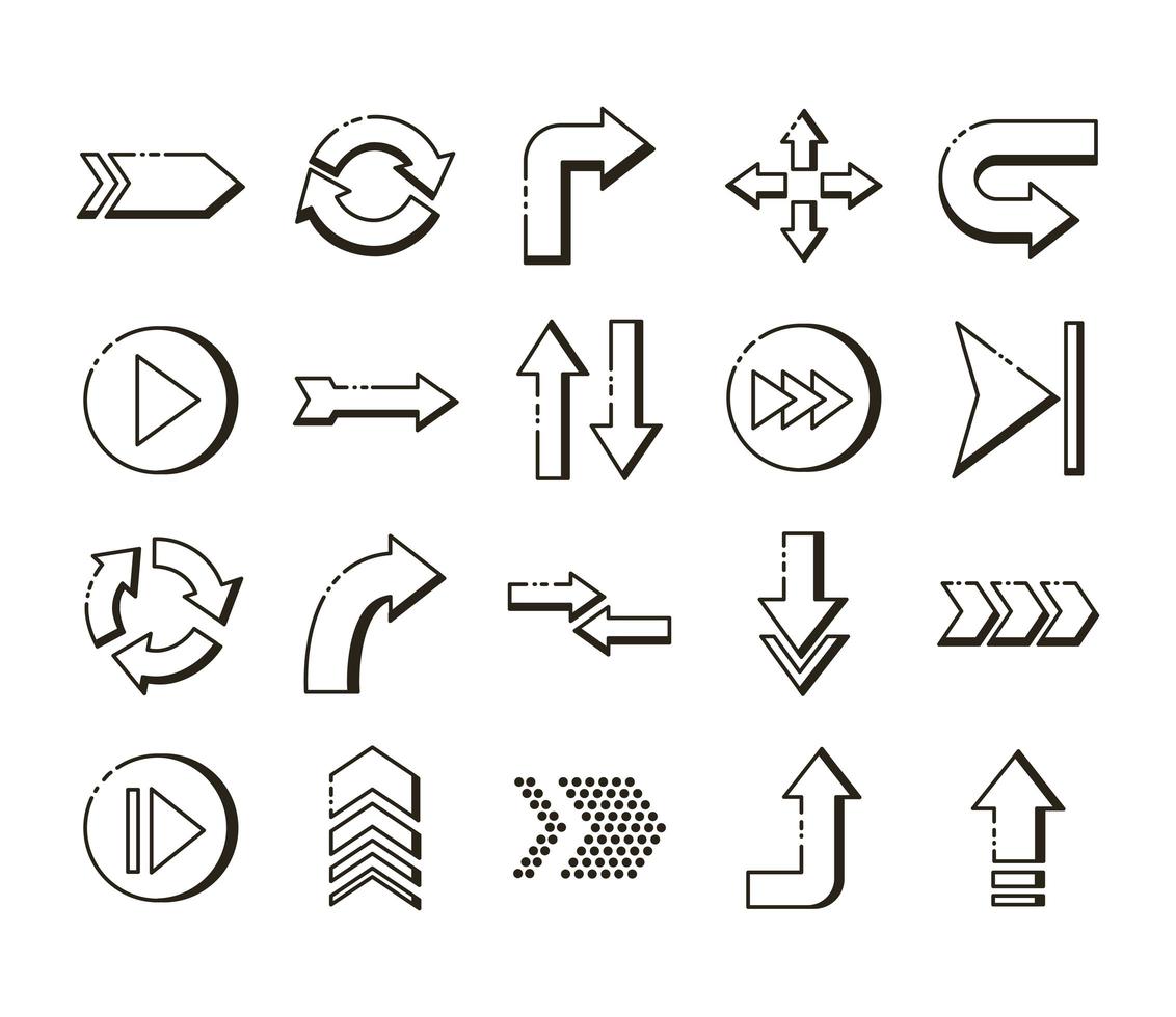 bundle of arrows set icons vector