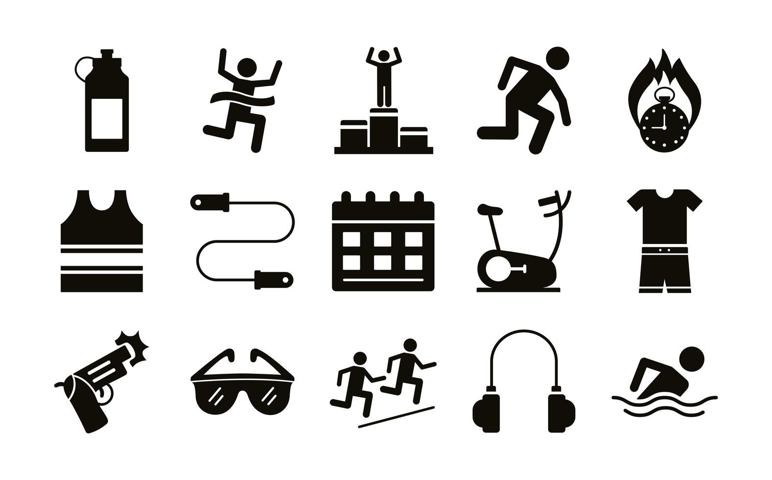 bundle of runners and tracks set icons vector