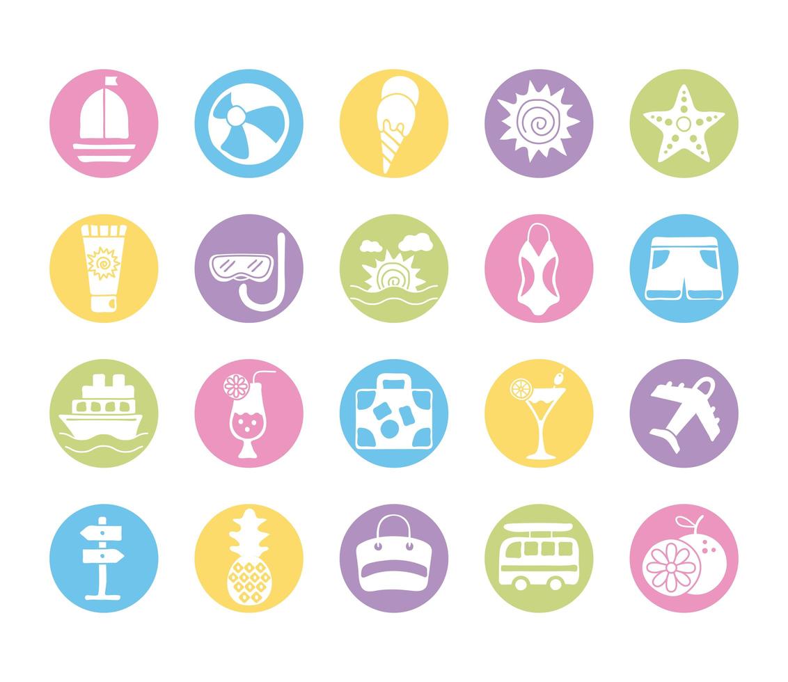 bundle of summer vacations set icons vector