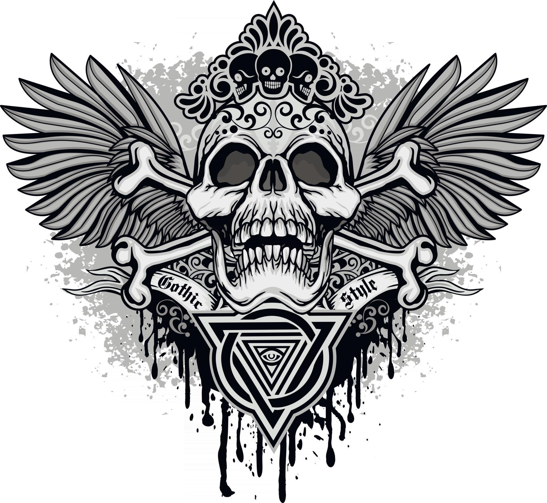 Gothic sign with skull grunge vintage design t shirts 2717743 Vector ...