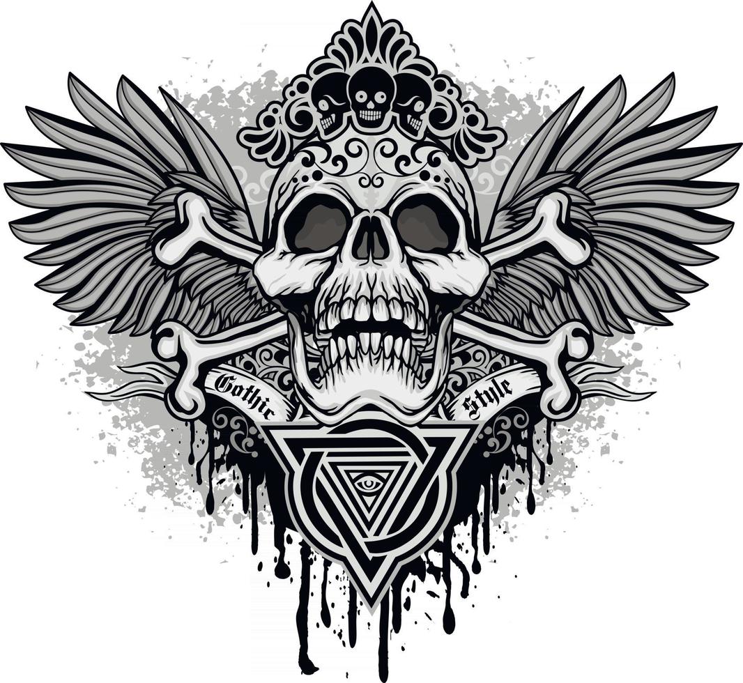 Gothic sign with skull grunge vintage design t shirts vector