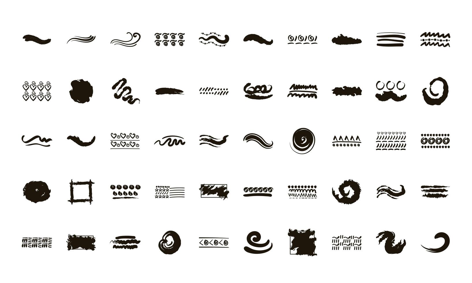 bundle of creative design with brush strokes icons vector