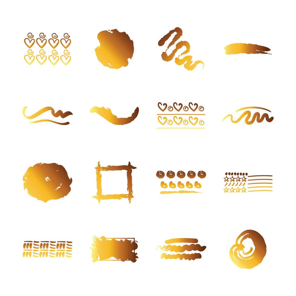 bundle of creative design with brush strokes icons vector