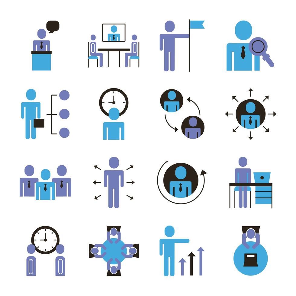 bundle of business people avatars set icons vector