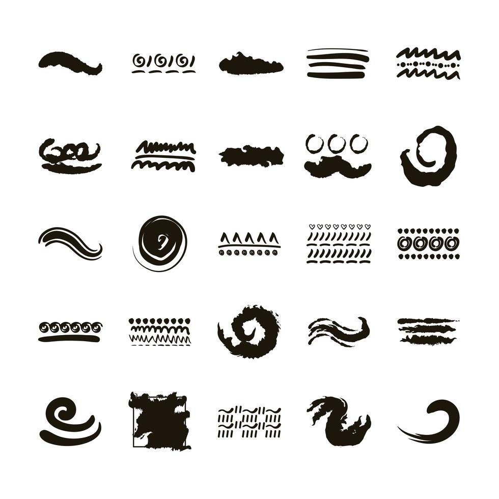 bundle of creative design with brush strokes icons vector