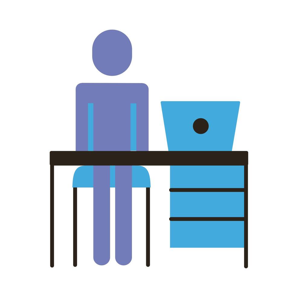 businessman figure working in laptop flat style icon vector