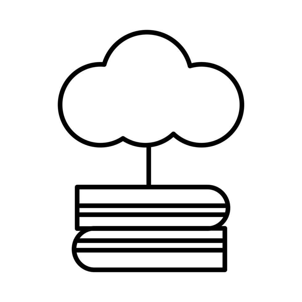 electronic books with cloud computing education online line style vector