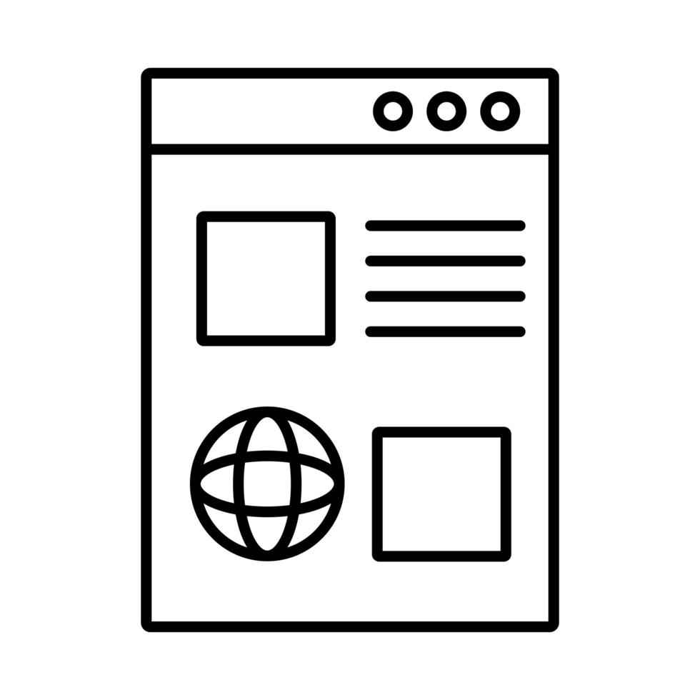 navegador de esfera con icono de estilo de línea de página web de plantilla vector