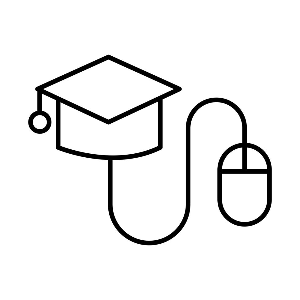 hat graduation with mouse line style icon vector