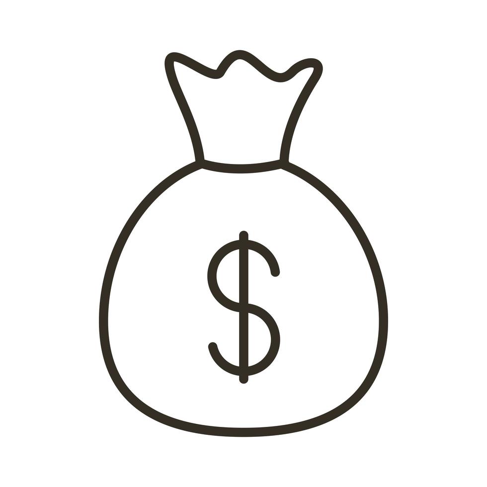 icono de estilo de línea de bolsa de dinero vector