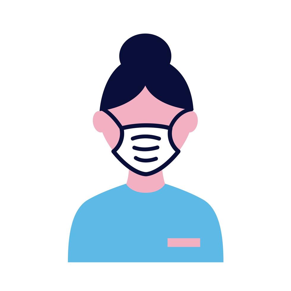 female wearing medical mask flat style icon vector