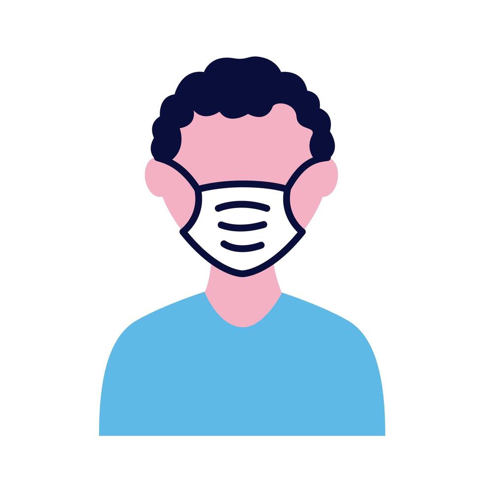 male wearing medical mask flat style icon vector