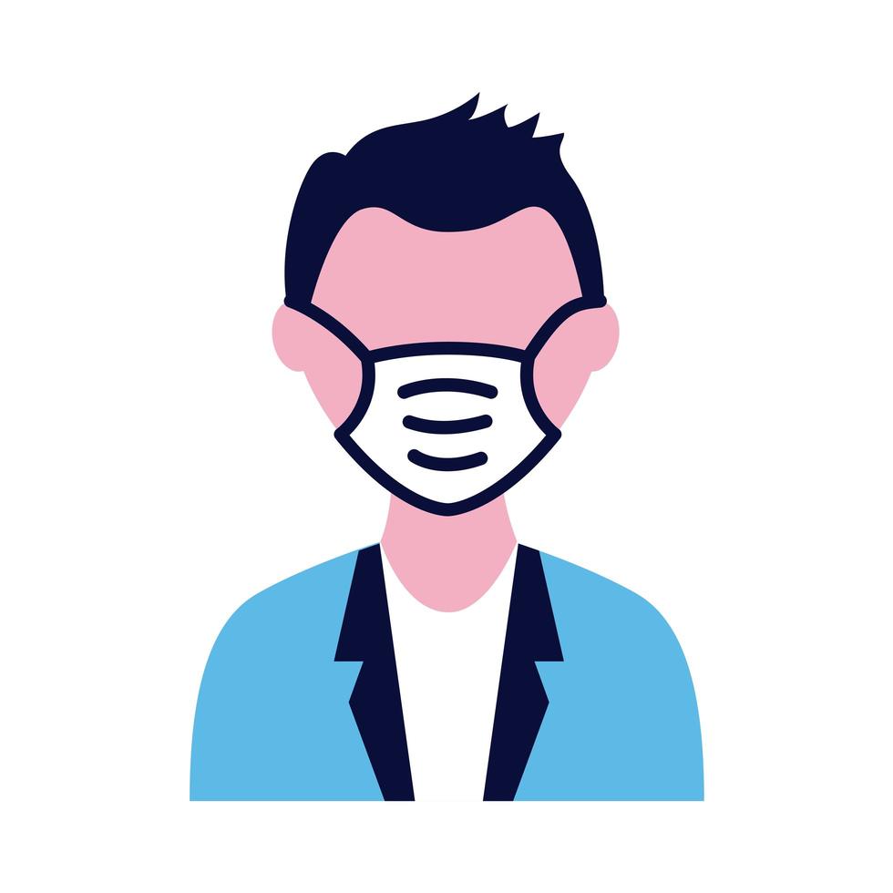 male wearing medical mask flat style icon vector