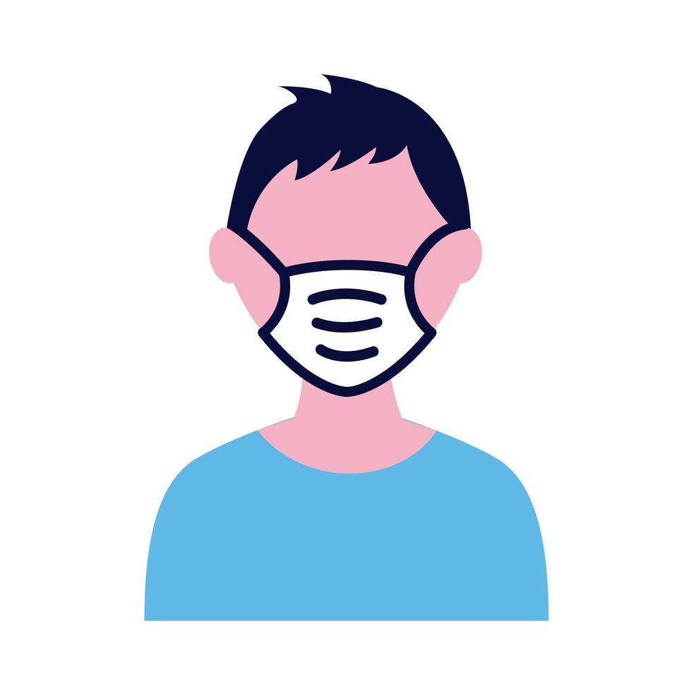 male wearing medical mask flat style icon vector