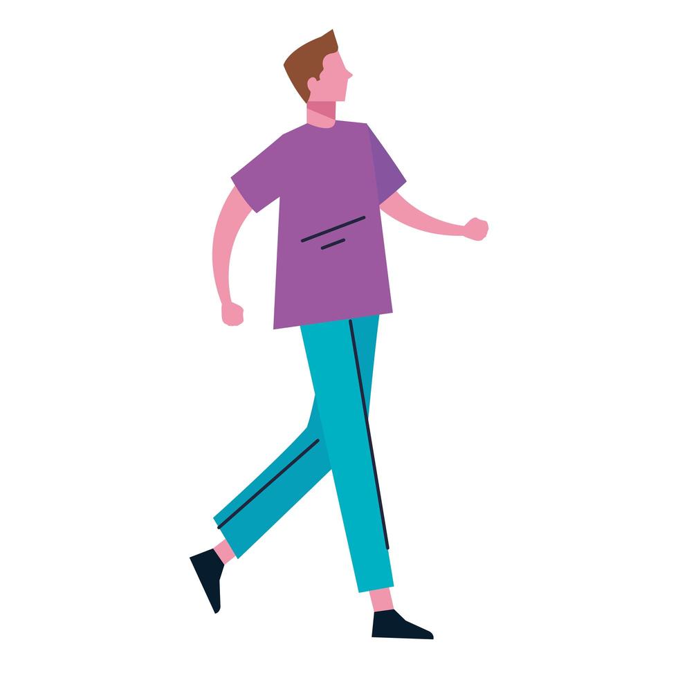 young man walking avatar character vector